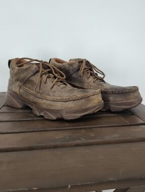 Twisted X Men's Tan Brown Leather Crossover Driving Mocs, Chukka Boots Size 8.5M